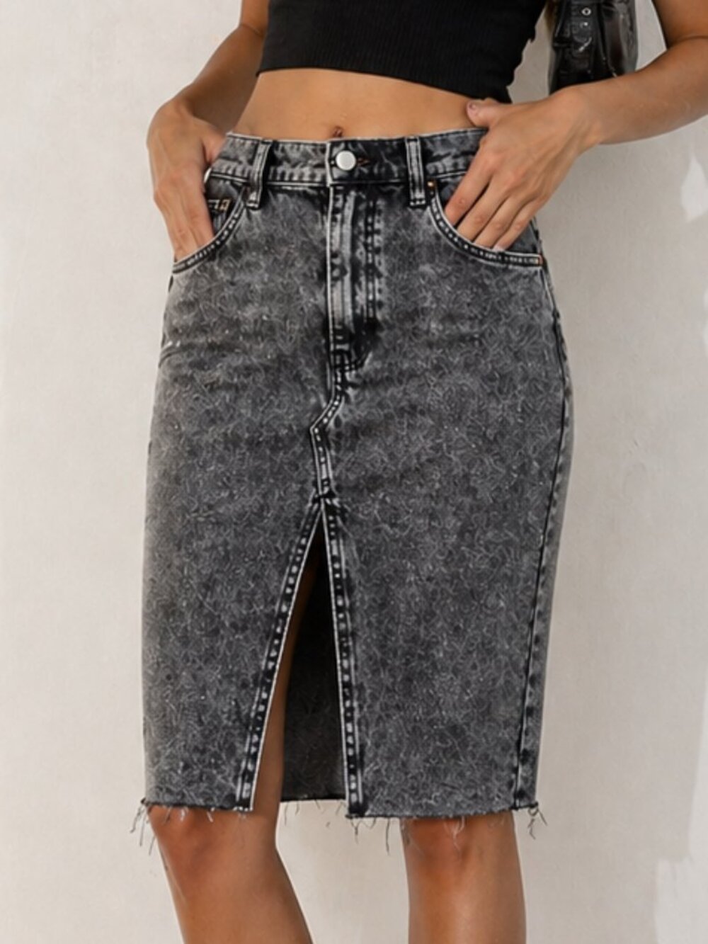Joe's Jeans NEW Leah High Rise Grey Acid Wash Denim Jean Skirt SZ 32 Y2K Grunge